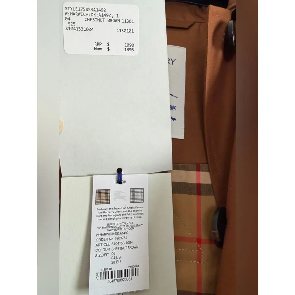 Burberry Women’s Hooded Single-Breasted Coat with hood New US4 - Picture 12 of 14